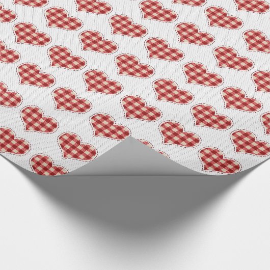 Cute Pset Red Hearts Dotty Pattern Cadeaupapier (Hoek)