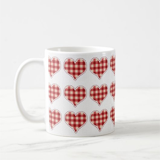 Cute Pset Red Hearts Dotty Pattern Koffiemok (Links)