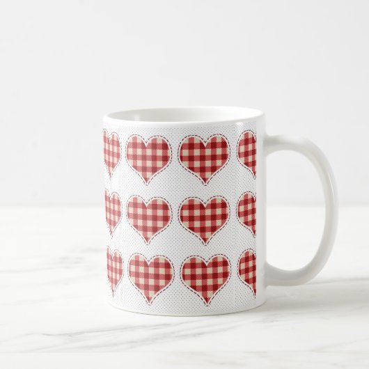 Cute Pset Red Hearts Dotty Pattern Koffiemok (Rechts)