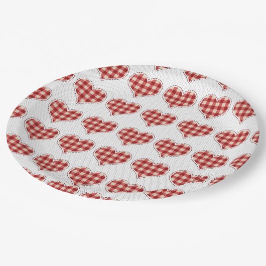 Cute Pset Red Hearts Dotty Pattern Papieren Bordje (Gekanteld)