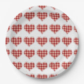 Cute Pset Red Hearts Dotty Pattern Papieren Bordje (Voorkant)