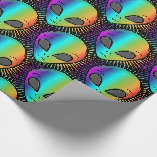 Cute Psychedelic Alien Head Thunder_Cove Cadeaupapier (Hoek)