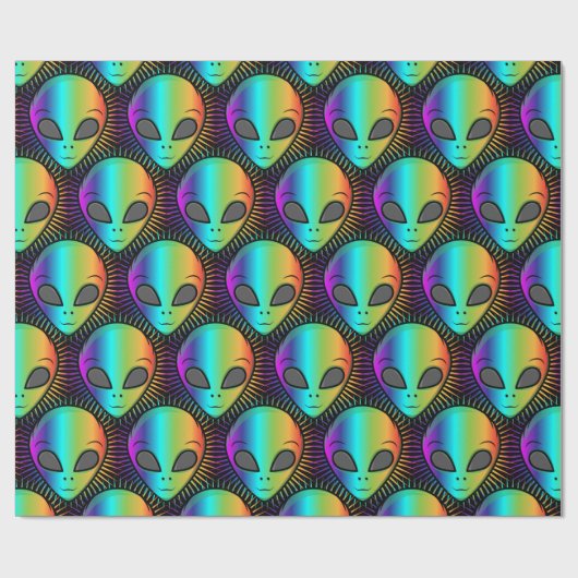 Cute Psychedelic Alien Head Thunder_Cove Cadeaupapier (Vlak)