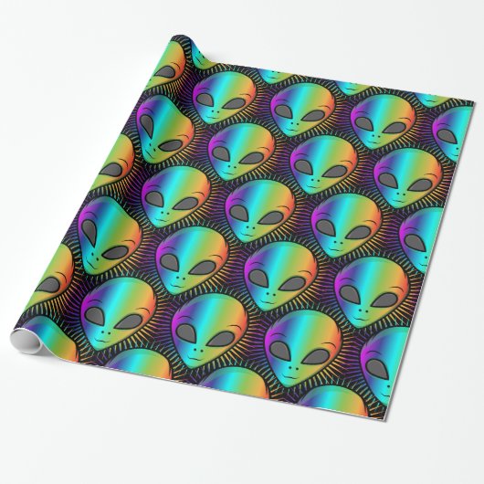 Cute Psychedelic Alien Head Thunder_Cove Cadeaupapier (Uitgerold)
