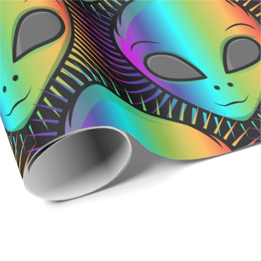 Cute Psychedelic Alien Head Thunder_Cove Cadeaupapier (Rol Hoek)