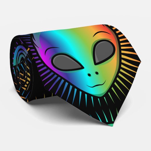 Cute Psychedelic Alien Head Thunder_Cove Stropdas (Opgerold)