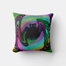 Cute Psychedelic Colorful Bat Throw Pillow  Kussen