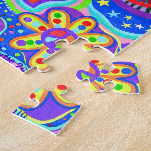 Cute Psychedelic Hippie Mermaid Girl Guitar Legpuzzel (Zijkant)