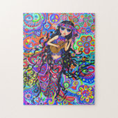 Cute Psychedelic Hippie Mermaid Girl Guitar Legpuzzel (Verticaal)