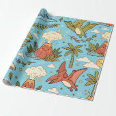 Cute Pterodactyl Dinosaurus Inpakpapier (Uitgerold)