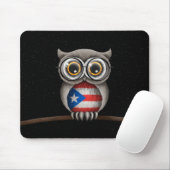 Cute Puerto Rican Flag Owl Wearing Glasses Muismat (Met muis)