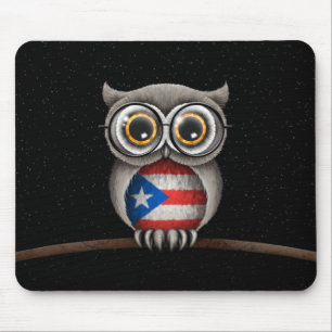Cute Puerto Rican Flag Owl Wearing Glasses Muismat