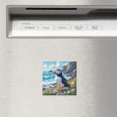Cute Puffin aan de kust themed Magneet (Insitu (Vaatwasser))