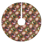 Cute Puffin Birds Winter Pattern Brushed Polyester Kerstboom Rok (Voorkant)