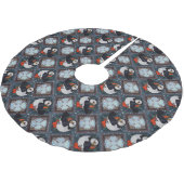 Cute Puffin Birds Winter Pattern Kerstboom Rok (Gekanteld)