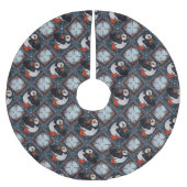 Cute Puffin Birds Winter Pattern Kerstboom Rok (Voorkant)