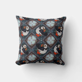 Cute Puffin Birds Winter Pattern Kussen