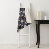 Cute Puffin Birds Winter Pattern Sherpa Deken (In situ)