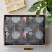 Cute Puffin Birds Winter Pattern Tissuepapier (Geschenk)