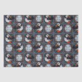 Cute Puffin Birds Winter Pattern Tissuepapier (Voorkant)