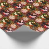 Cute Puffin Birds Winter Pattern Wrapping Paper Cadeaupapier (Hoek)