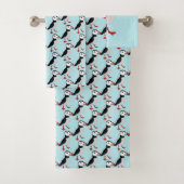 Cute Puffin Design Bath Towel Set Bad Handdoek (Insitu)