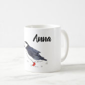 Cute Puffin Illustratie met aanpasbare naam Koffiemok (Voorkant rechts)