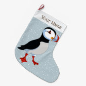 Cute Puffin-kerststop Grote Kerstsok (Voorkant (Hangend))