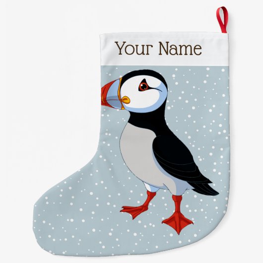 Cute Puffin-kerststop Grote Kerstsok (Achterkant)