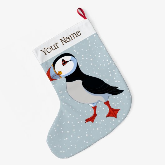 Cute Puffin-kerststop Grote Kerstsok (Achterkant (Hangend))