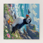 Cute Puffin on the Seashore themed Legpuzzel (Horizontaal)