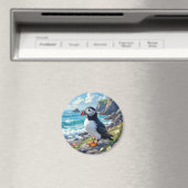 Cute Puffin on the Seashore themed   Magneet (Insitu (Vaatwasser))