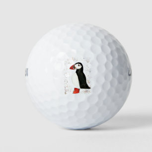 Cute puffin vogel waterverf in wilde dieren golfballen