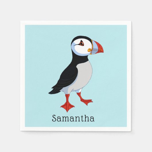 Cute Puffins Design Paper Napkins Servet (Voorkant)