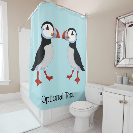 Cute Puffins Design Shower Curtain Douchegordijn (In situ)