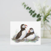 Cute Puffins, Ocean Bird, Beach, Natuur Briefkaart (Staand voorkant)