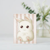 Cute Puffy Kawaii Bunny Rabbit Briefkaart (Staand voorkant)