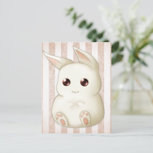 Cute Puffy Kawaii Bunny Rabbit Briefkaart (Staand voorkant)