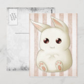 Cute Puffy Kawaii Bunny Rabbit Briefkaart (Voorkant / Achterkant)