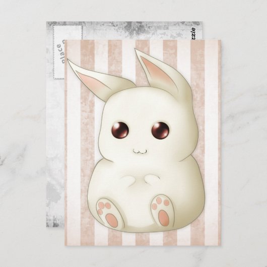 Cute Puffy Kawaii Bunny Rabbit Briefkaart (Voorkant / Achterkant)