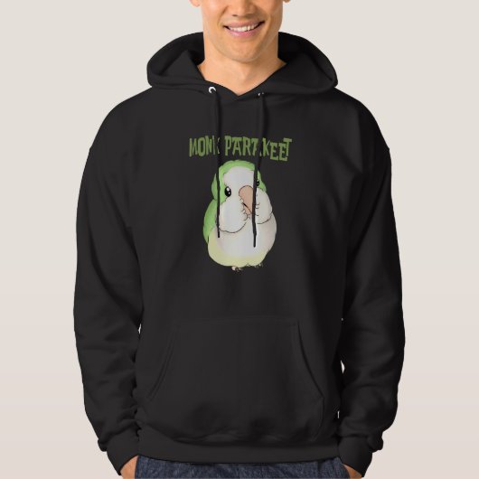 Cute Puffy Monk Parakeet Quaker Parrot Bird Hoodie (Voorkant)