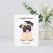 Cute Pug - Afstuderen-kaart voor gefeliciteerd Briefkaart (Staand voorkant)