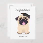 Cute Pug - Afstuderen-kaart voor gefeliciteerd Briefkaart (Voorkant / Achterkant)