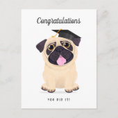 Cute Pug - Afstuderen-kaart voor gefeliciteerd Briefkaart (Voorkant)