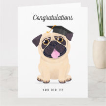 Cute Pug - Afstuderen-kaart voor gefeliciteerd