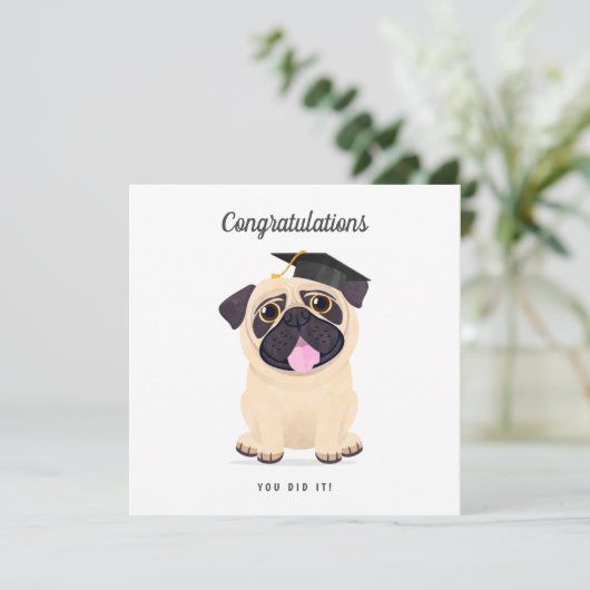 Cute Pug - Afstuderen-kaart voor gefeliciteerd Kaart (Staand voorkant)