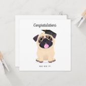 Cute Pug - Afstuderen-kaart voor gefeliciteerd Kaart (Voorkant / Achterkant in situ)