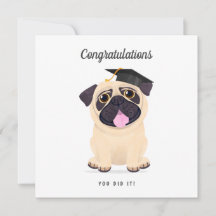 Cute Pug - Afstuderen-kaart voor gefeliciteerd