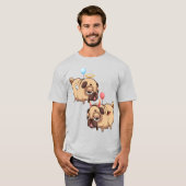 Cute Pug Angel/Devil T-shirt (Voorkant volledig)