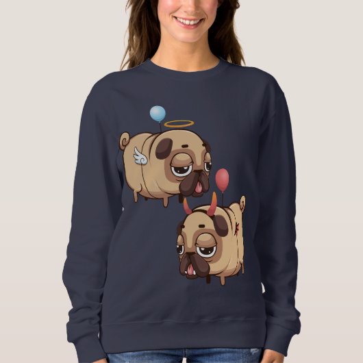 Cute Pug Angel/Devil Trui (Voorkant)